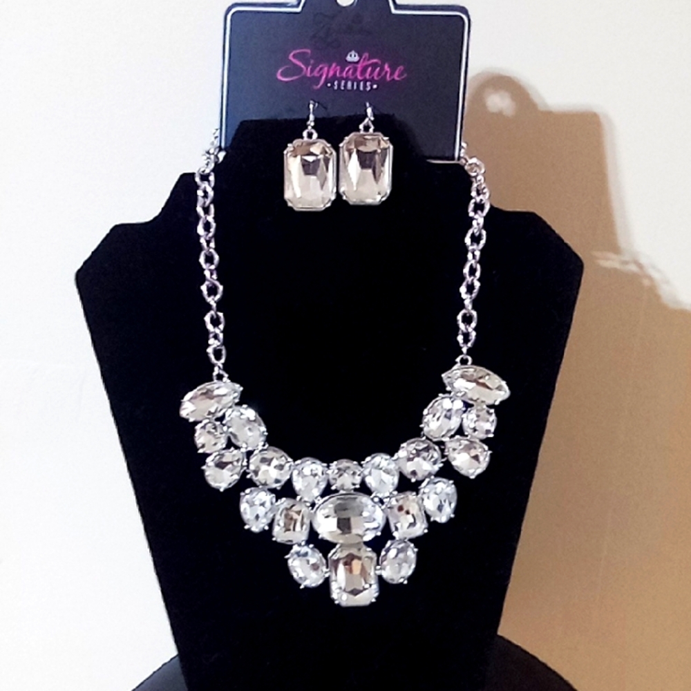 Silver Necklace and Earring Set
